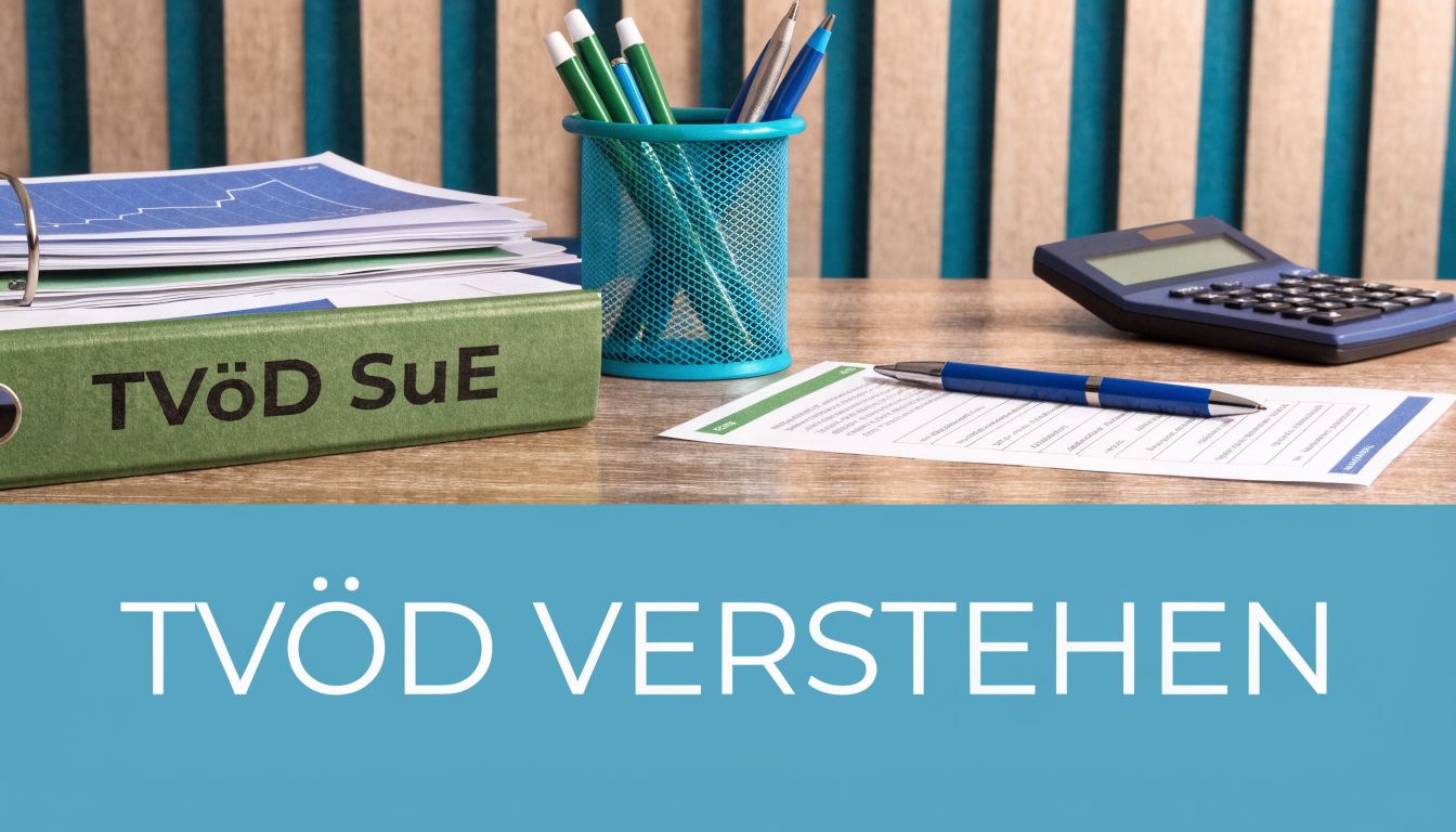 Ein Schreibtisch mit einem grünen Ordner, einem Taschenrechner und Stiften für die Arbeit im sozialen Bereich.