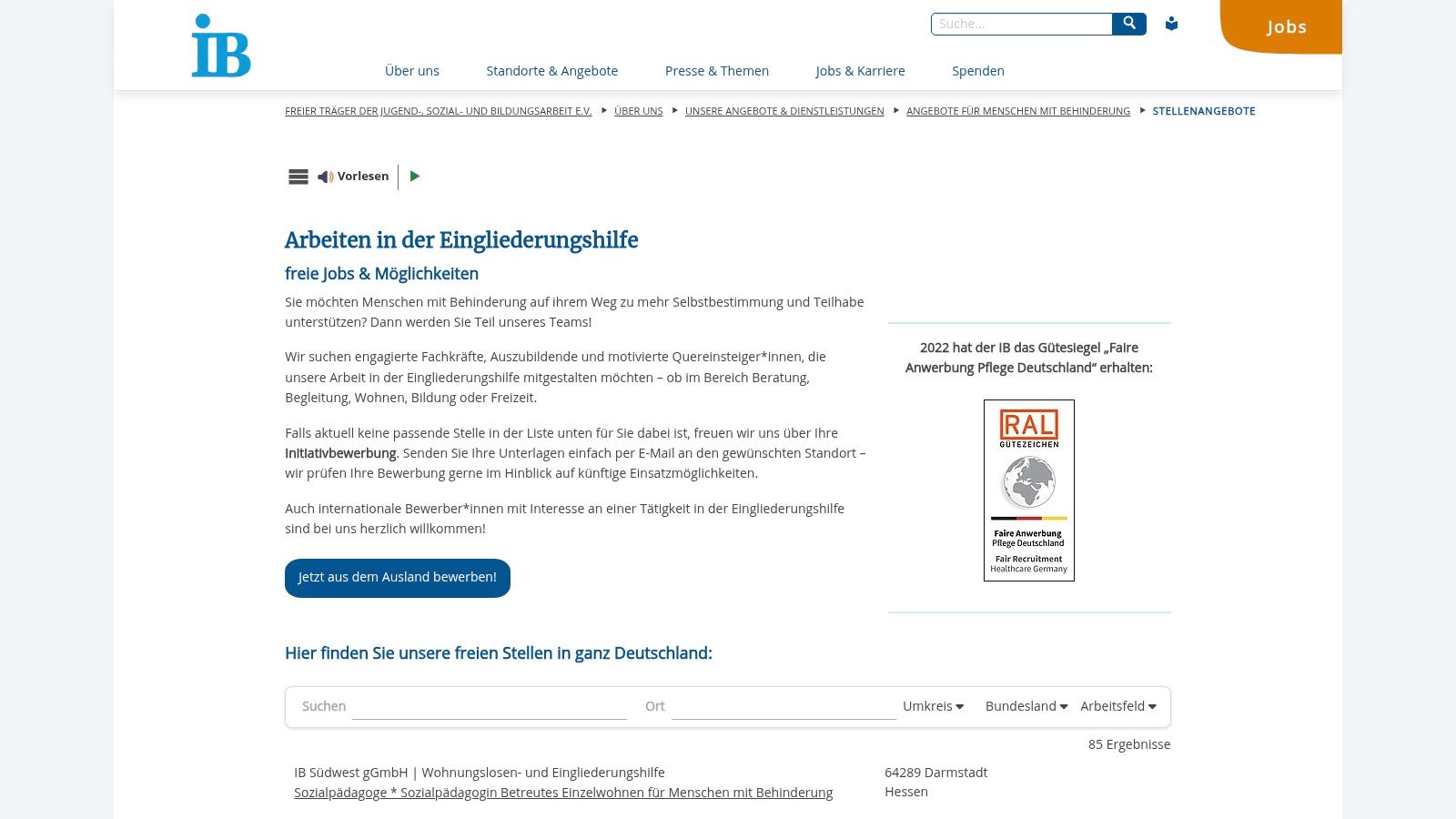 Internationaler Bund (IB) – Schulbegleitung & Eingliederungshilfe (freigemeinnütziger Träger)