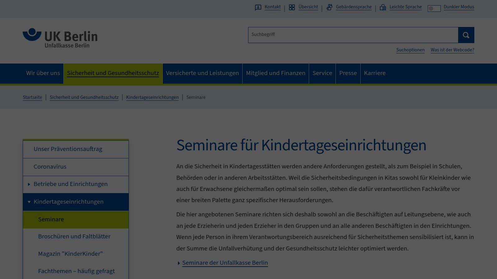 Unfallkassen der Länder – Beispiel Unfallkasse Berlin